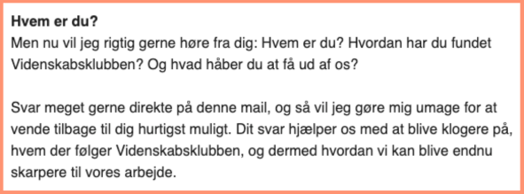 Skærmebillede af velkomstflow